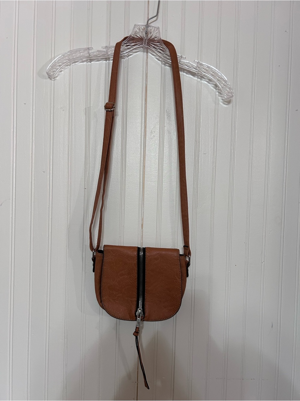 Arizona Jean Company Tan Crossbody Saddle Bag with Front Zip